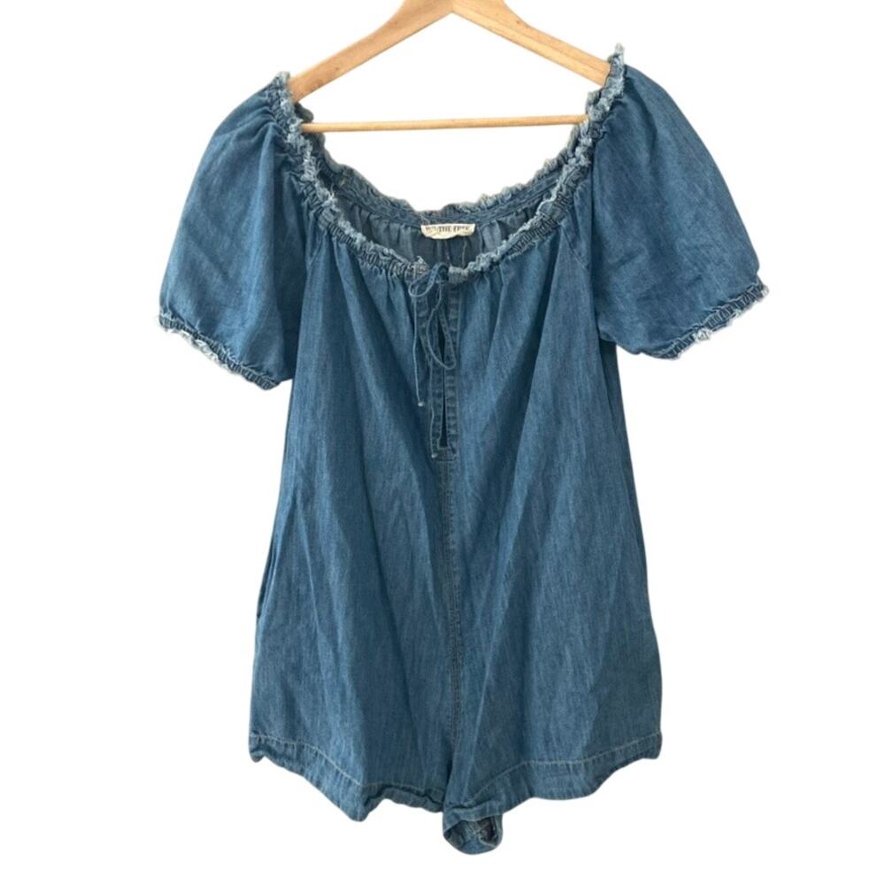 Free People We The Free Daisy Denim Babydoll Romper Blue Small